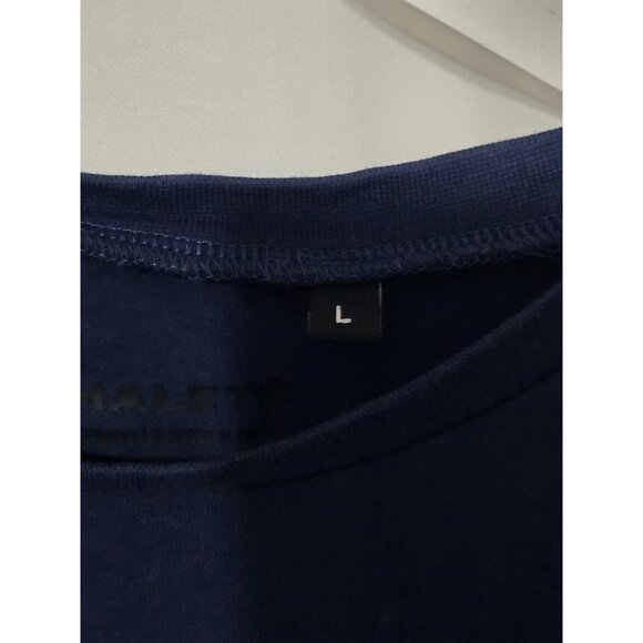 Alphalete Cropped Signature Logo Tee, Navy Blue, Size Large, Activewear. - Picture 4 of 6